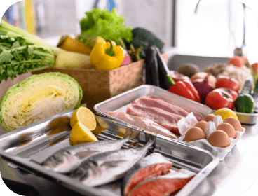 魚や肉、野菜などの食材